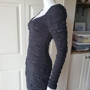 Vintage 90s 80s Workshop Clothing Black Long Sleeve Mini Dress Size Small